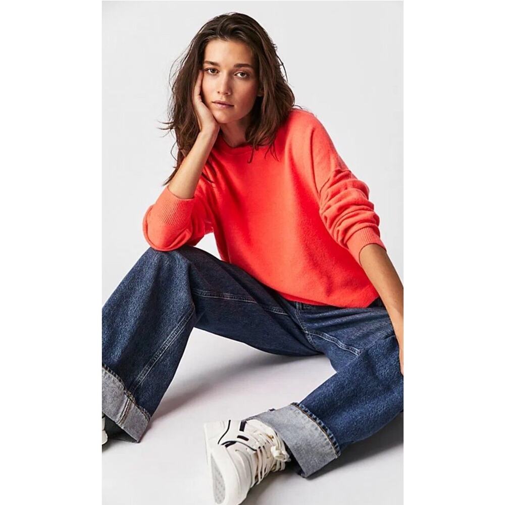 FREE PEOPLE Luna Pullover Sweater Crewneck Slouchy Cherry Glows Medium